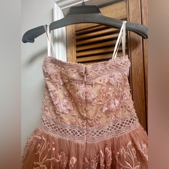 Basix Black Label Pink Strapless Floral Evening Gown Size 2 - Picture 9 of 14